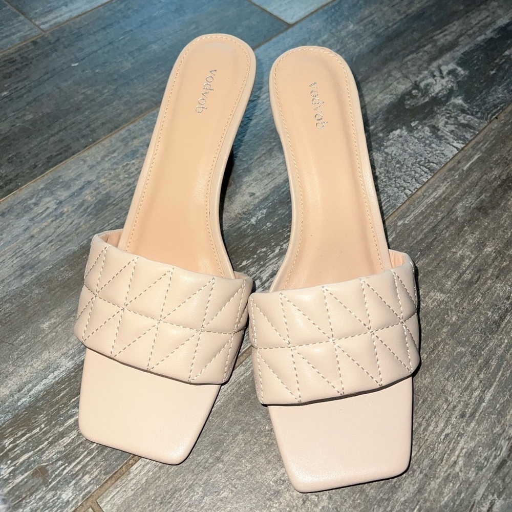 Beige Quilted Heels
